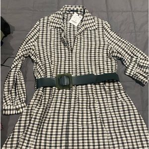 Zara dress in a green and tan plaid